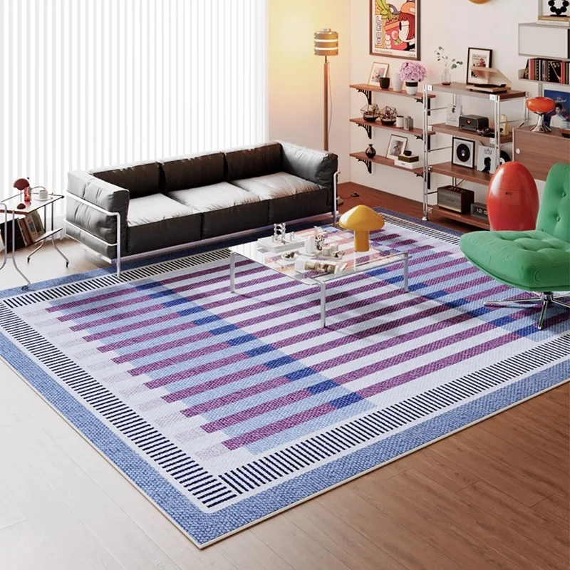 

Fashion Living Room Carpet Large Area Purple Blue Contrast Striped Bedroom Rug Creative Art Home Decoration Coffee Table Mats 러그