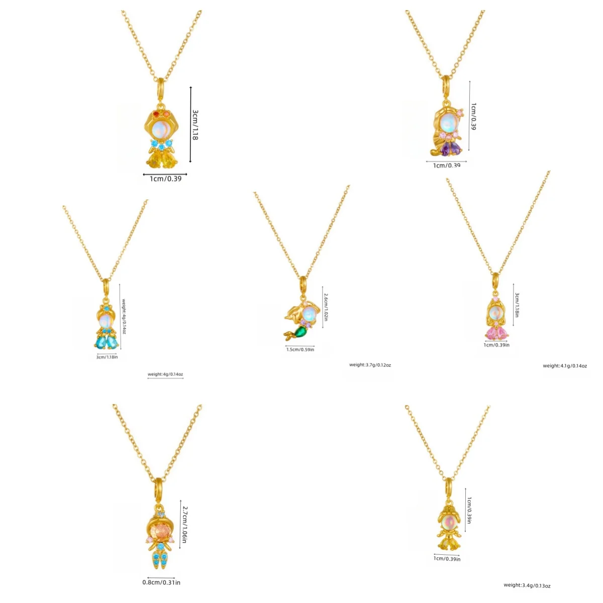 Modische bunte Zirkon-Märchen-Kleine Prinzessin-Halskette, vergoldete Universal-Kette, Schlüsselbeinkette, süßes Temperament – Detail 6