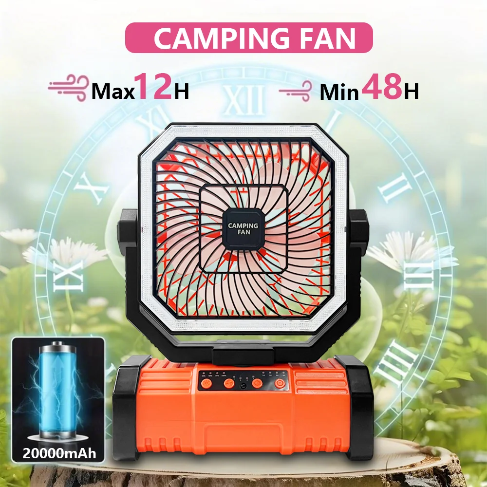 3-in-1 Camping Fan - Portable Fans Rechargeable - 20000mAh Battery Powered Fan with Light & Remote for Indoor, Outdoor, Tent, Travel, Fishing, Jobsite, Gifts for Men Dad Him - Green