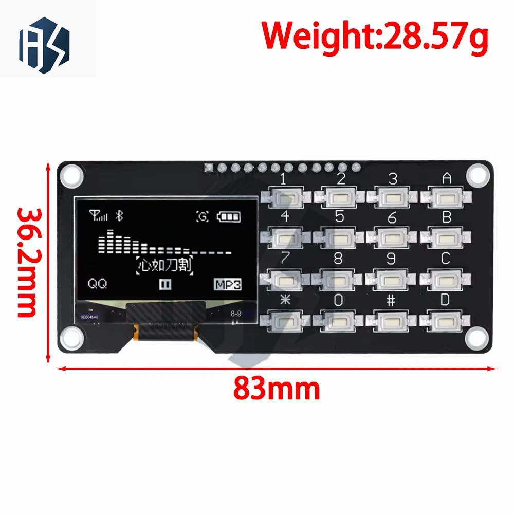 Tela OLED de 0,96 /1,3 polegadas SSD1106 SSD1315 com teclado 4x4 módulo de exibição de botão 16P módulo de tela para arduino