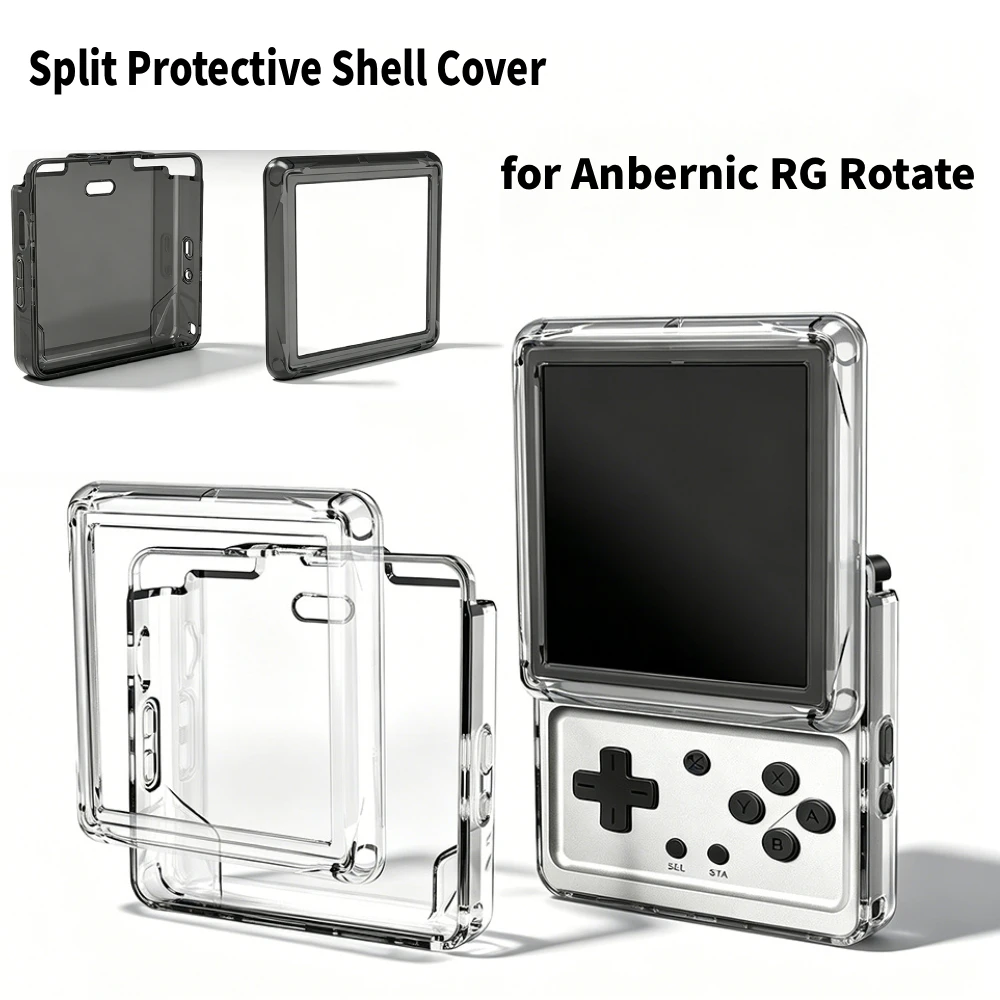 Capa Protetora Dividida para Console de Jogos Anbernic RG Rotate, Case de Proteção Anti-Risco para Acessórios de Jogos RG Rotate