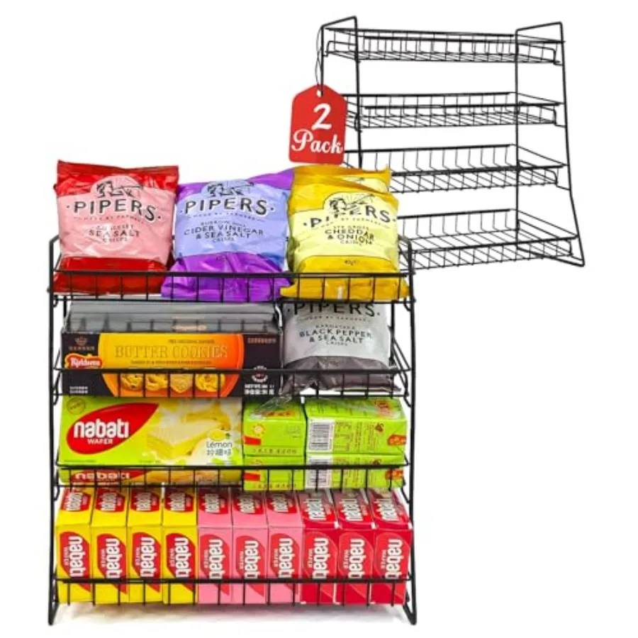 Candy Display Rack, 2er-Pack Süßigkeiten-/Snack-Organizer für die Arbeitsplatte, Metall-Snack-Display für Theken-Snack-Regal und Chip-Rack im Einzelhandel