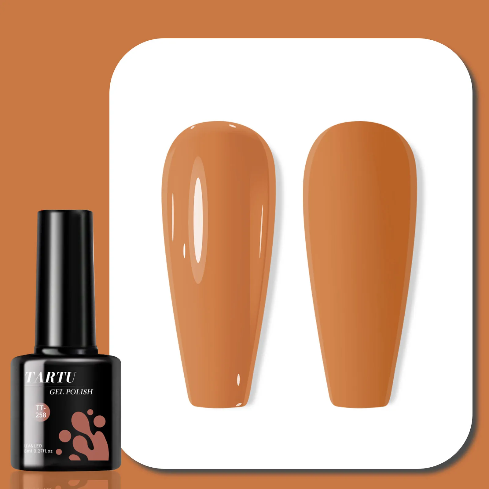 TARTU 8ml orange gel nail polish, semi-permanent, suitable for home manicure DIY gift for girls