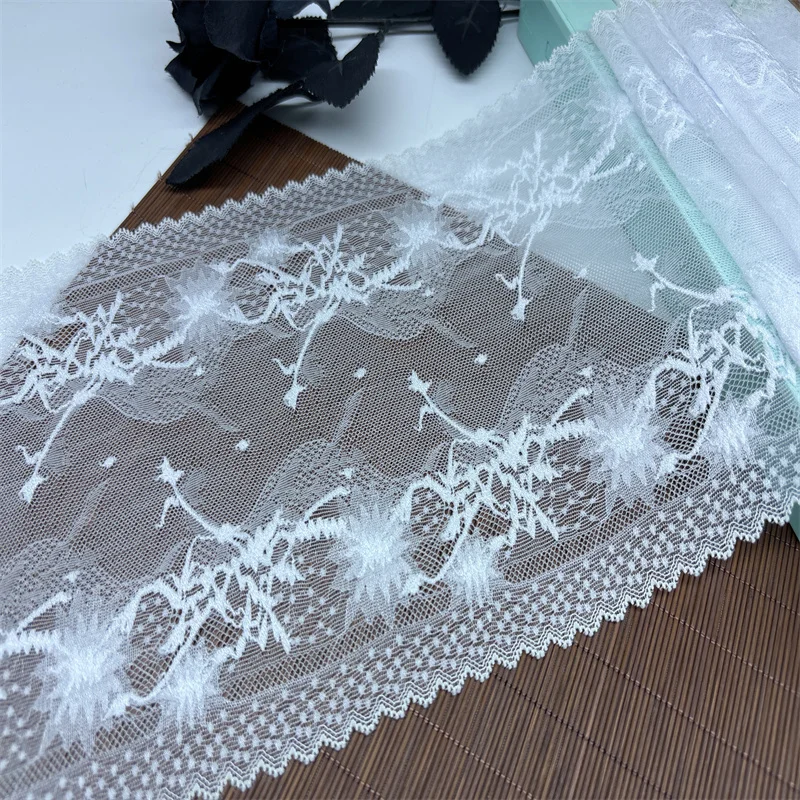 

18cm Stretch Lace Snow White Elastic Lace Trim Ribbon Fabrics Wedding Dress Accessories Lace For Sewing Crafts