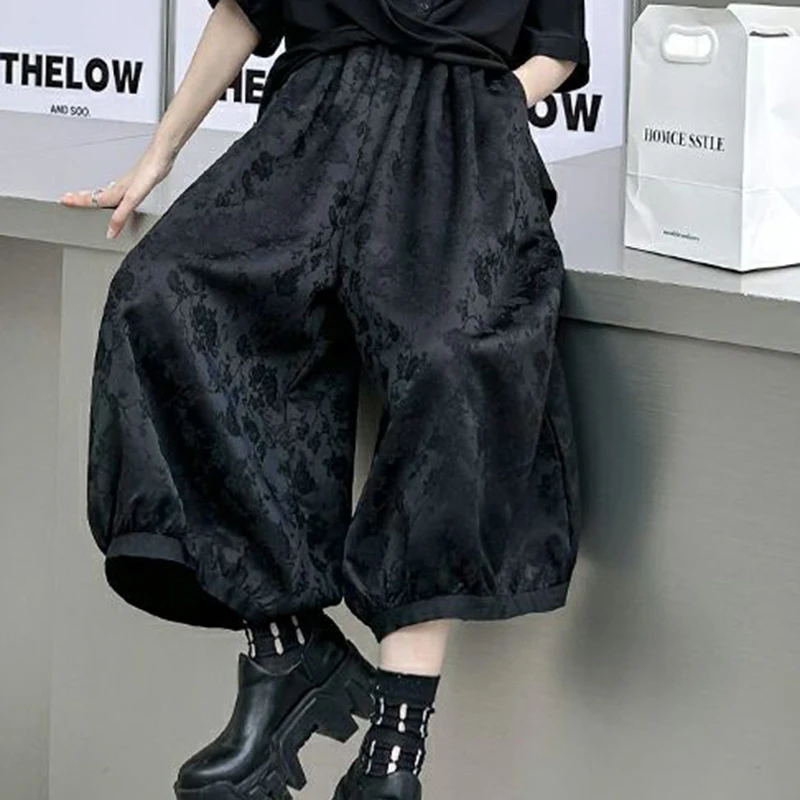 2024 Spring/Summer New Jacquard Nine point Haren Pants, niche dark lantern pants, fashionable casual pants skirt