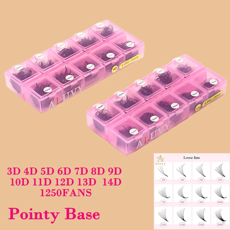 

1250 Fans Loose Fan Lashes Pro Made Fans Cils Bouquets Prefaits Lash Fans Pre Made Volume Fans Eyelash Extension Promade Fans