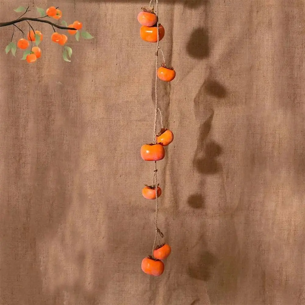 

8 Fruit Simulation Persimmon Fruit Orange 80cm Artificial Persimmon Plastic Wall Hanging Persimmon Pendant Landscape
