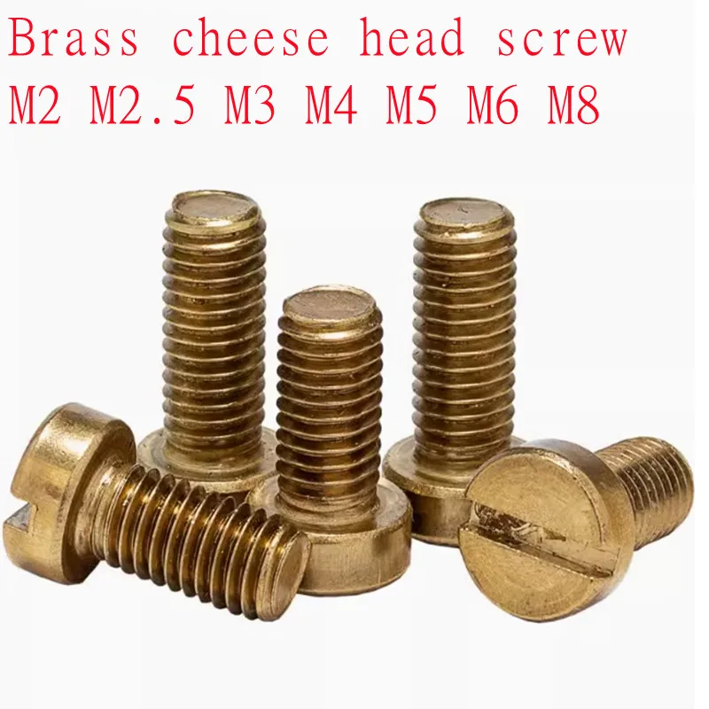 10/50pcs  M2 M2.5 M3 M4 M5 M6 DIN84 Brass Slotted Cap Head Slot Column Round Cheese Head Screw