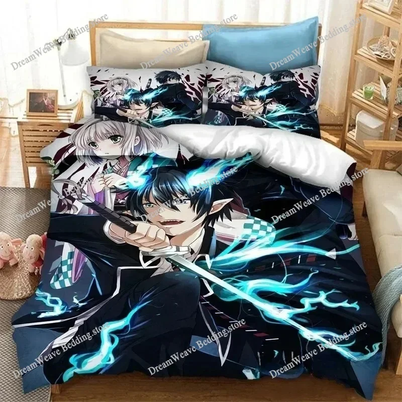 

Fashion 3D Printing Anime Blue Exorcist Bedding Set Duvet Covers Pillowcases Comforter Bedding Sets Bedclothes Bed Quilt Cover