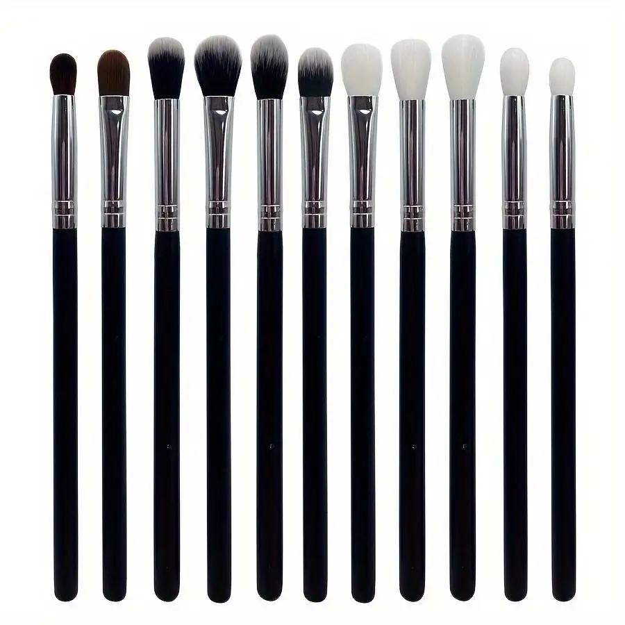 Versatile 11pcs Soft Synthetic Eyeshadow Brush Set with Nylon Bristles, Wooden Handles, Fragrance-Free for All Skin Types