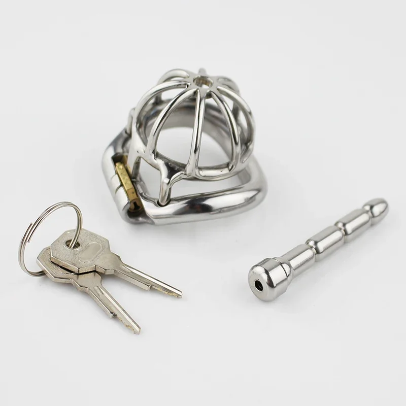 Stainless Steel Stealth Lock Male Chastity Device With Catheter Cock Cage Penis Lock Cock Ring Chastity Belt Ring Accessoires