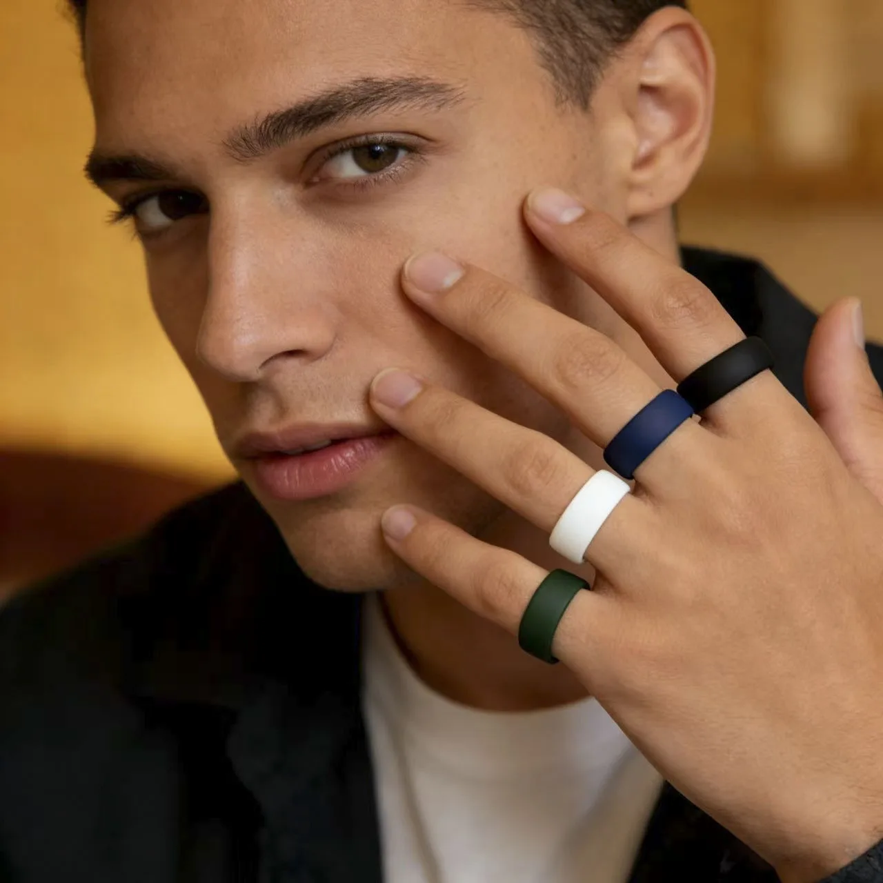 Minimalist Black Silicone Ring for Men