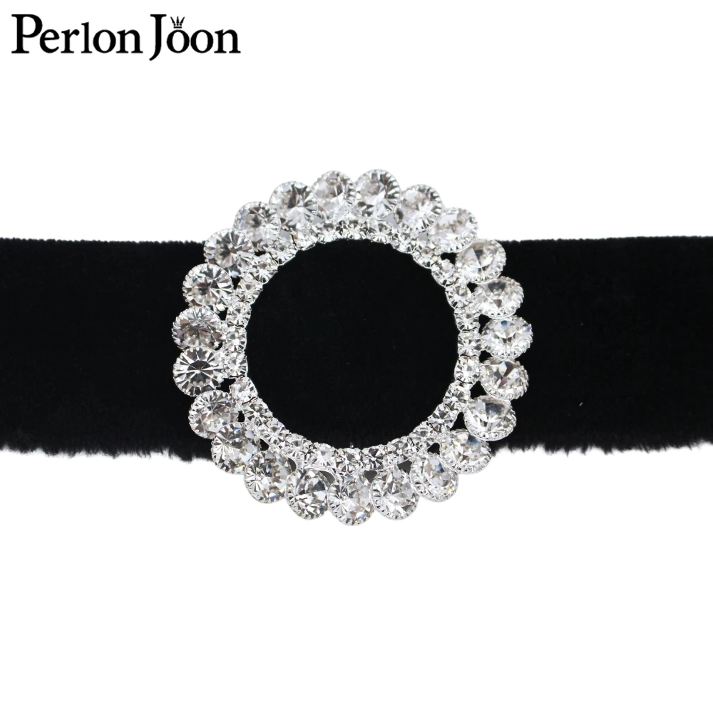 2pcs 5cm(inner 3.2cm) round crystal rhinestons high quality buckle wedding dress ribbon silver crystal shoes buckel KT029