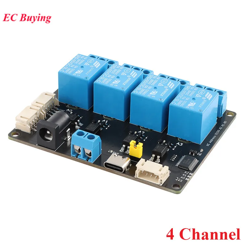 Módulo de relé de expansão de 1 2 4 8 16 canais, fonte de alimentação 5V, comunicação IIC I2C, placa de isolamento de optoacoplador XL9535-K1V5