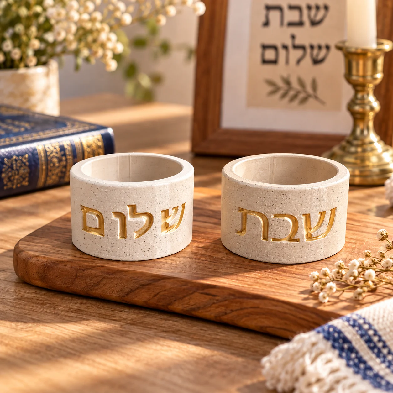 Shabbat Candle Holder Silicone Mold DIY Tea Light Mold Cement Plaster Terrazzo Jewish Sabbath Home Decor Craft Casting Mold