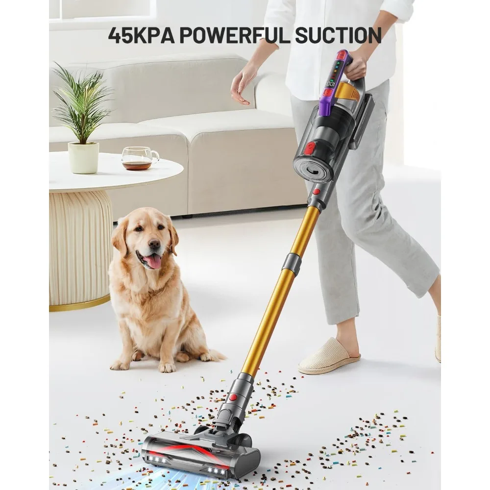 Cordless Vacuum Cleaner, 550W/45KPA Self-Standing Vacuum Cleaners for Home Max 60Mins Anti-Tangle Stick Vacuum with Aromatherapy