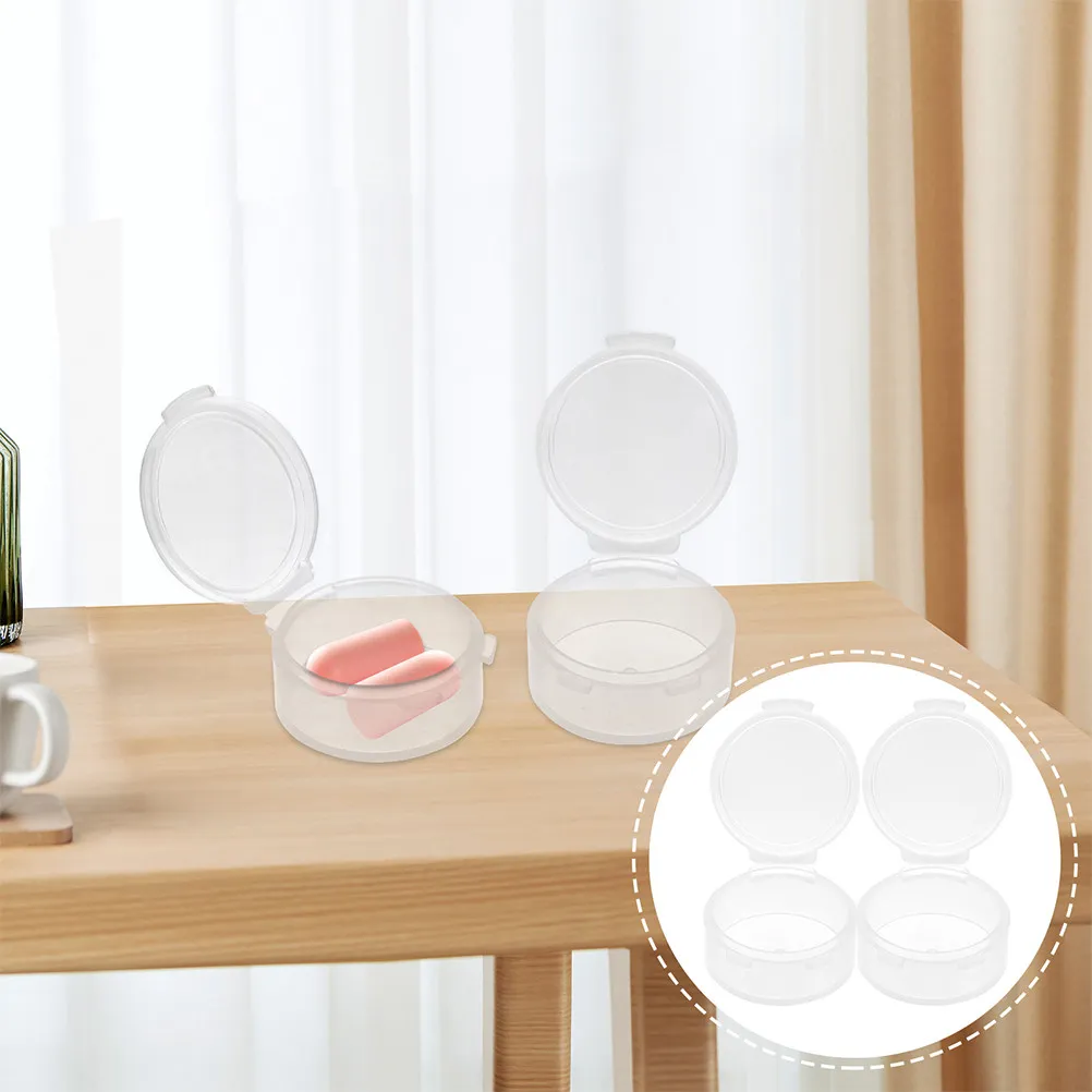 

15Pcs Clear Ear Plug Storage Box Round Transparent Plastic Jewelry Organizer Small Carry Case for Earplugs Earrings Tiny