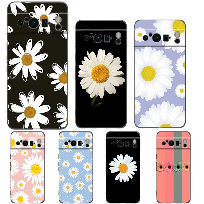 Funda de teléfono con margaritas pequeñas y flores para Google Pixel, carcasa de silicona suave a prueba de golpes para Google Pixel 8 7 6 7A 6A Pro 5G