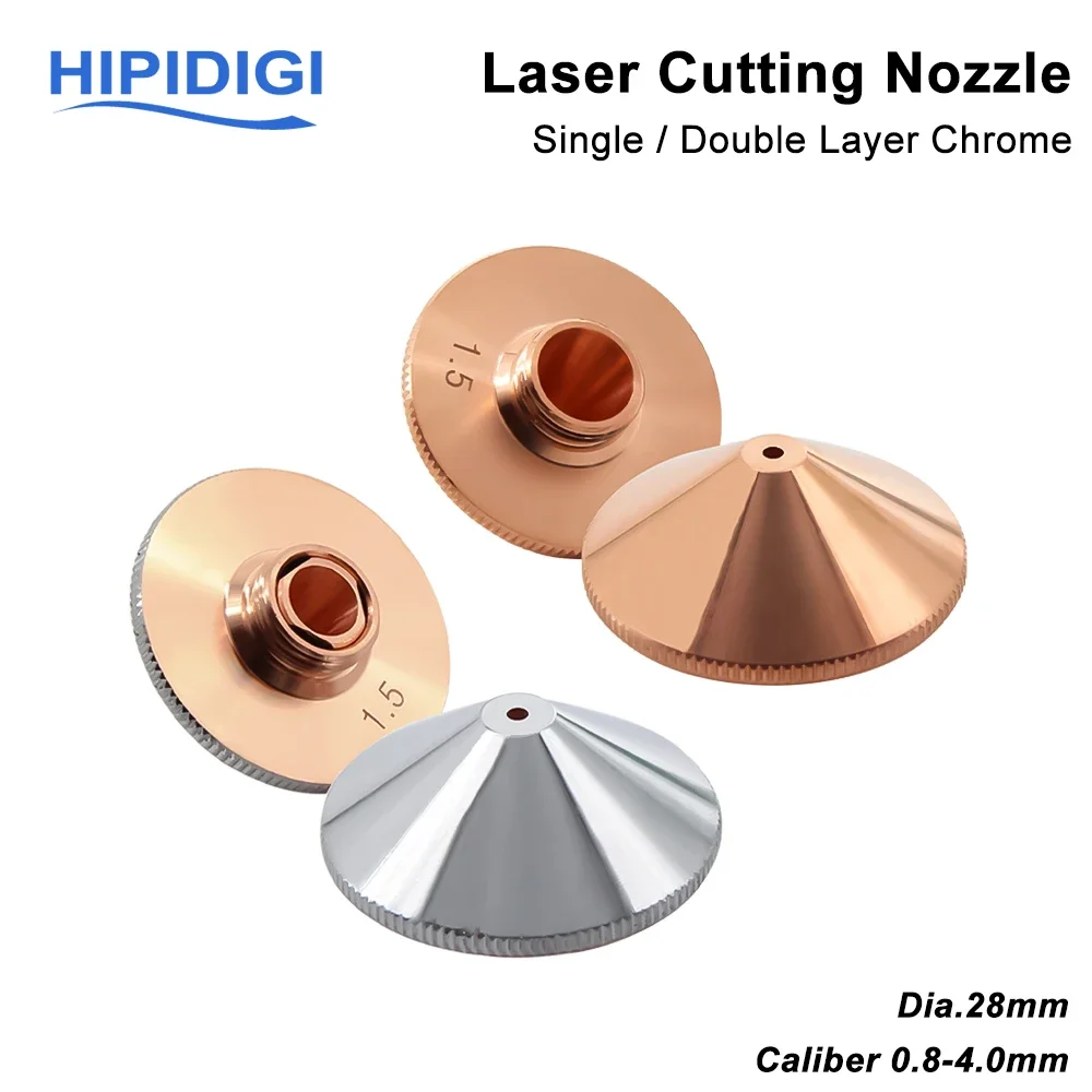 Laser Nozzle Precitec Fiber Cutting Head Parts Dia.28mm Caliber 0.8-4.0mm Single Double Layer Chrome Plated for WSX Raytools