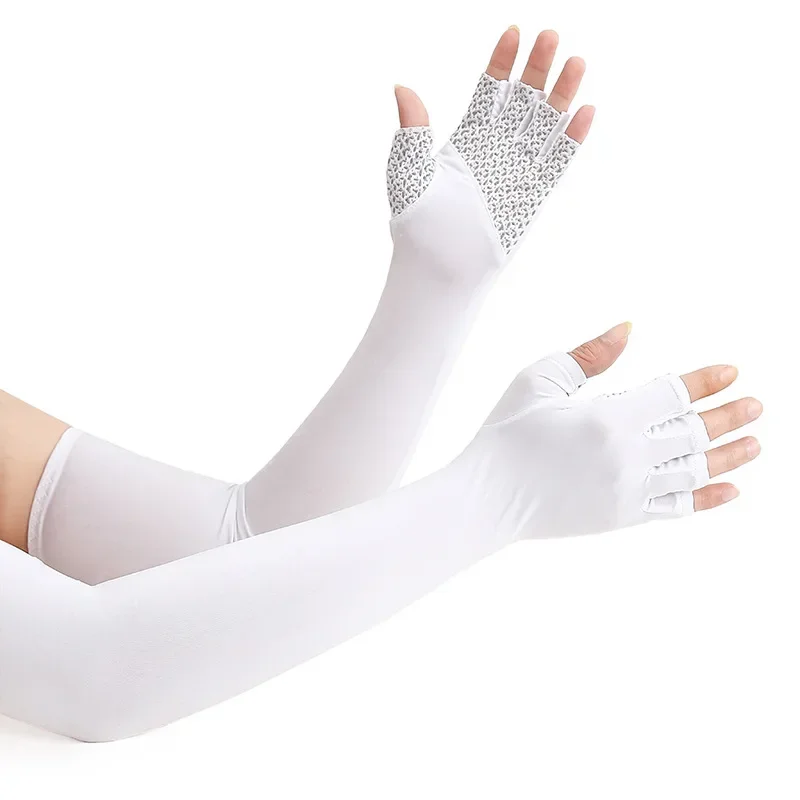 Five-finger Ice Arm Sleeves Sunscreen Breathable Arm Guards Outdoor Sports Cycling Running Cool Silk Arm Sleeves