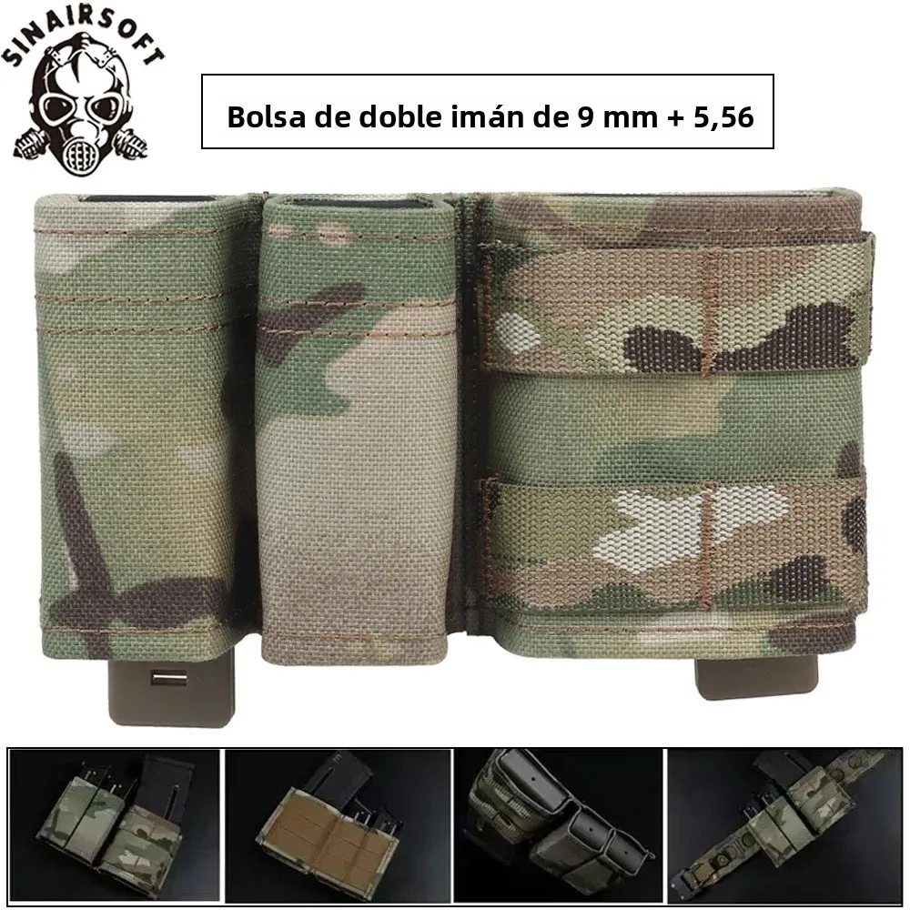 Bolsa táctica doble para cargadores de pistola y rifle con clip nailón - imagen 2