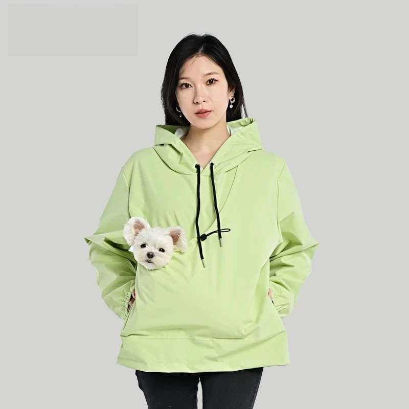 Cross Style Integrated Hoodie Sweatshirt With Built-in Pet Pocket For Outdoor Cat Carrying