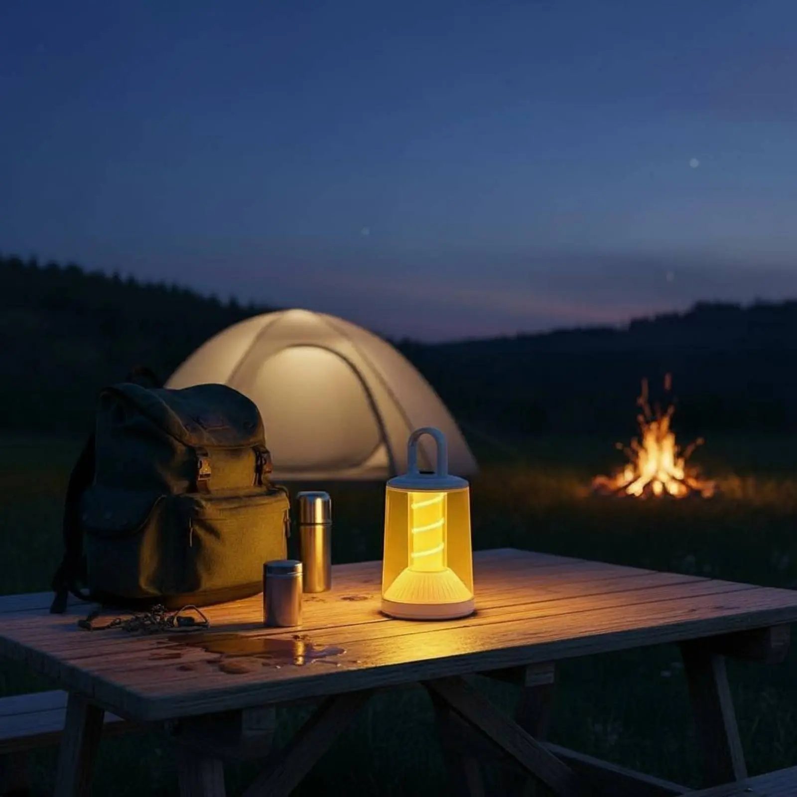 Battery-Powered Hanging Lantern 360° Lighting Portable Ambient Lamp Detachable Light Source Camp Lamp Tripod Mountable