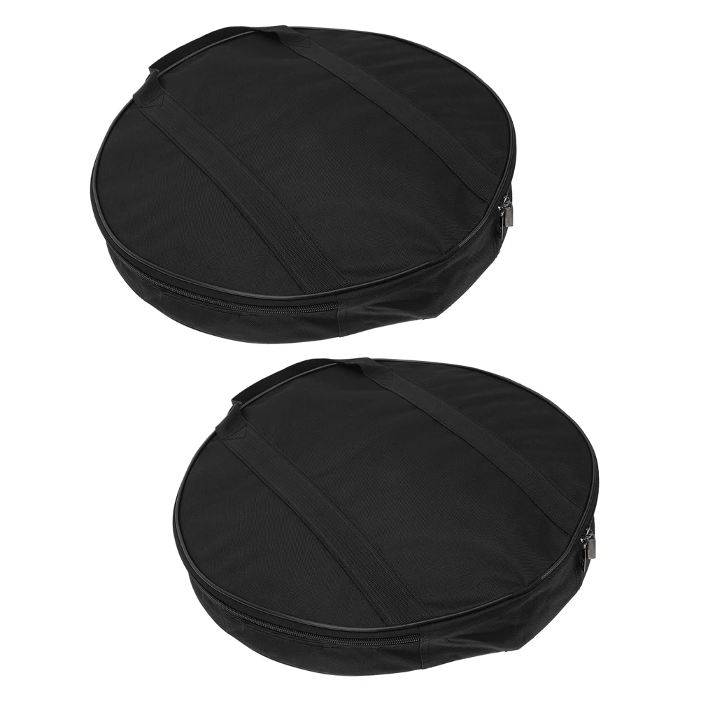 

2pcs Black Gong Bag 40cm Diameter 8cm Thick Water Resistant Oxford Fabric Cymbal Holder Instrument Storage Accessories Portable