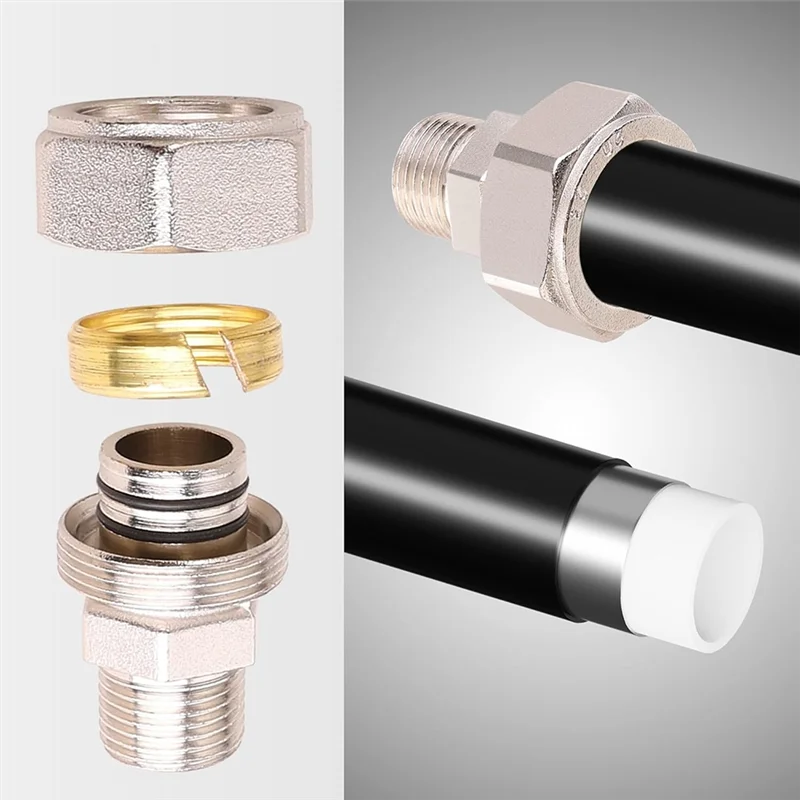 ABJN-3/4 بوصة تركيبات أنابيب الهواء المستقيمة، 3/4 × 1/2 بوصة تركيبات محول خيوط NPT ذكر، مطلي بالنحاس والنيكل، قطعتان