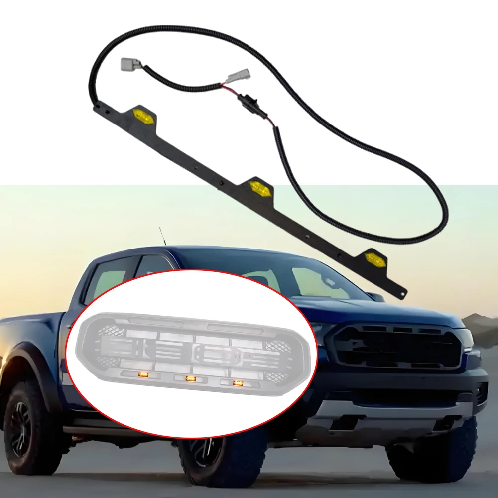 Amber LED Grille Light Kit for Ford Ranger w/ Raptor-Style Grille 2019-2021 (Plug only fit U.S. and Canada)