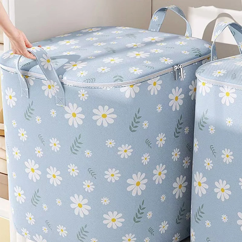 Clothes Storage Bins Cute Teddy Bear Quilt Storage Bag Wardrobe Sorting Storage Bucket Closet Storage Box Blanket Sorting Box