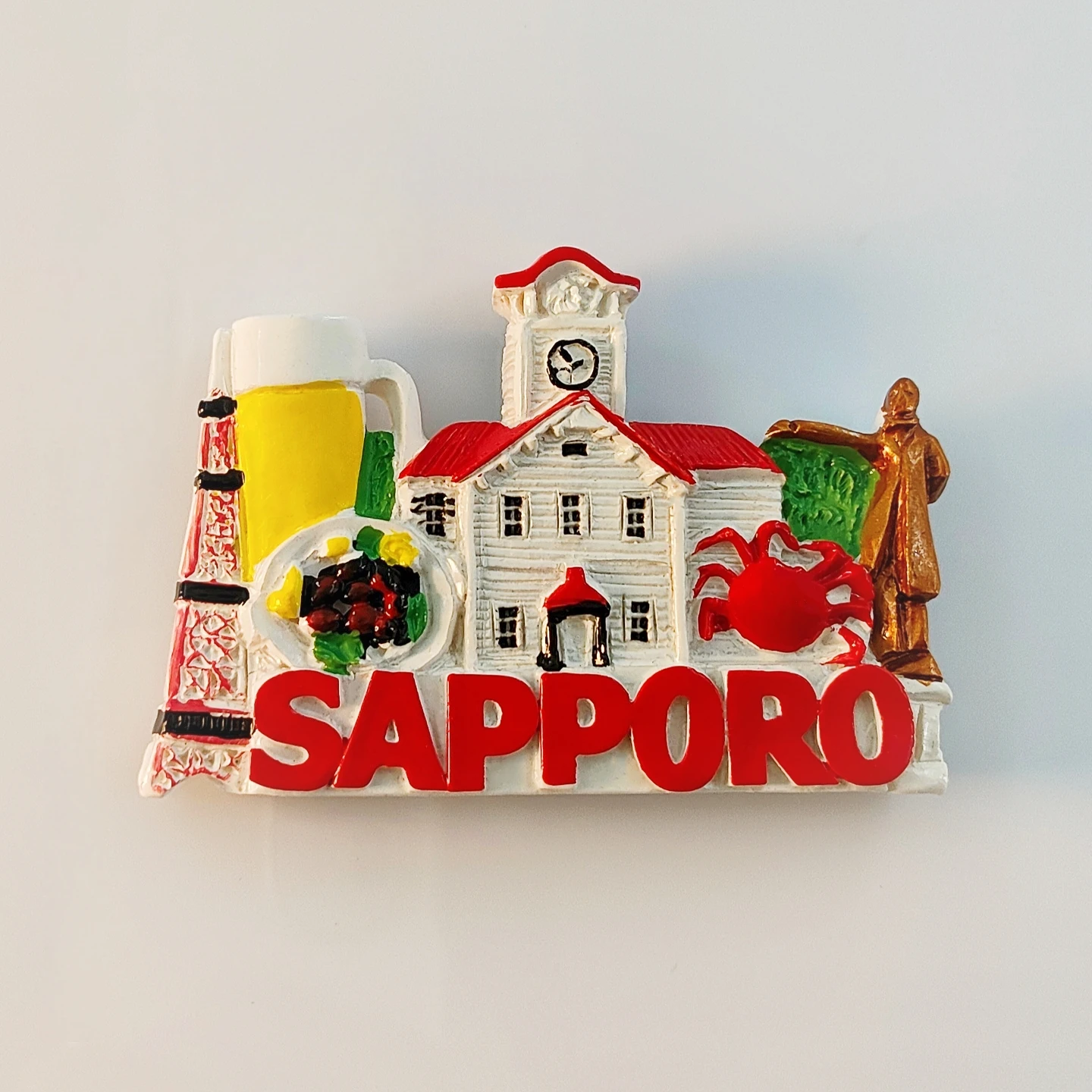 Japón, Hokkaido, Sapporo, 3D estereoscópico, recuerdos turísticos, pintura en resina, decoración del hogar, imán para refrigerador