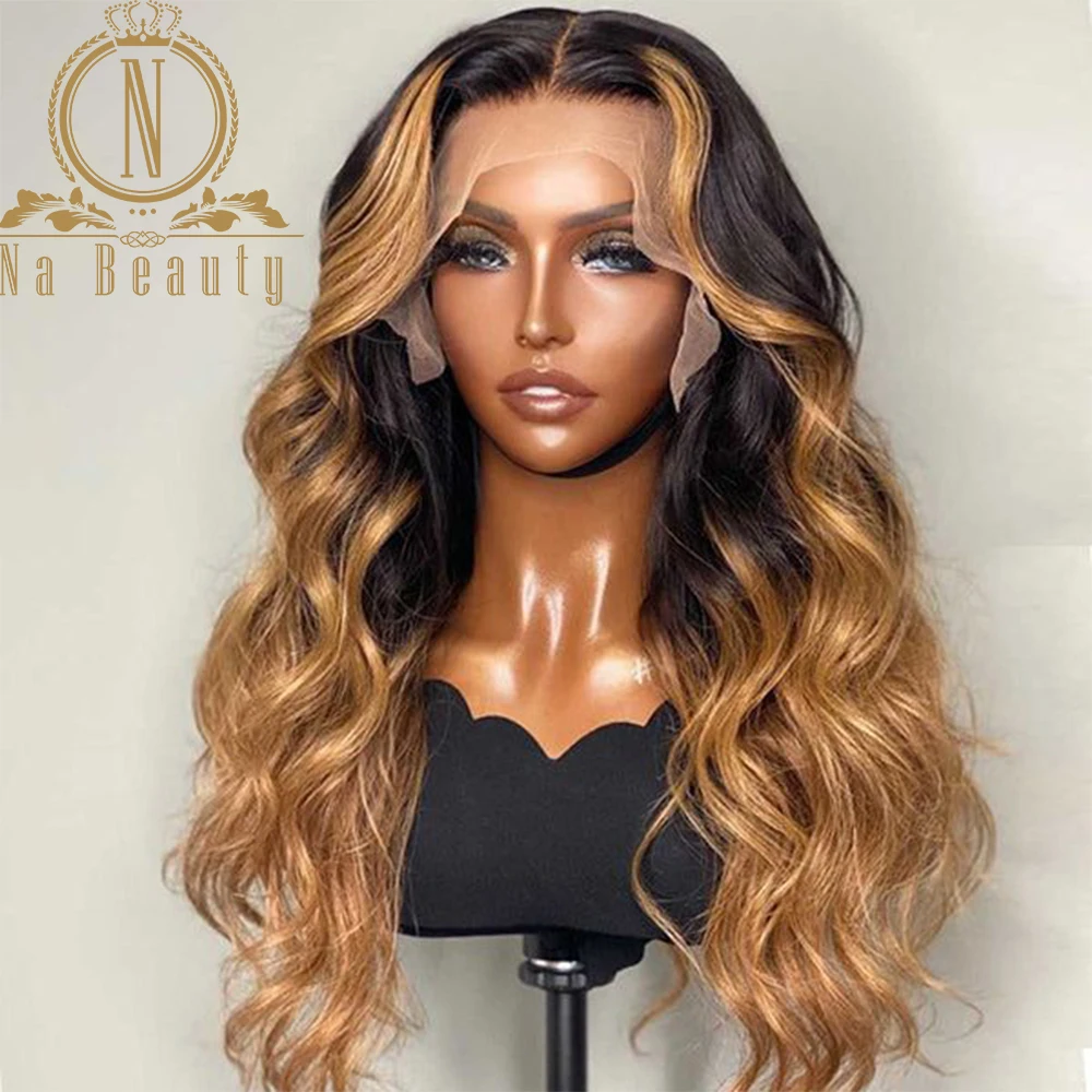 

Body Wave Ombre Brown 1b 27 Human Hair Wig13x4 Lace Front Wig With Highlights Frontal Lace Wig For Black Women