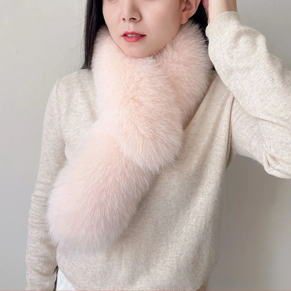 

Fashion Thickened Scarf Soft Imitation Fox Fur Korean Style Scarf Faux Rabbit Fur Cross Warm Faux Fur Scarf Winter Keep Warm