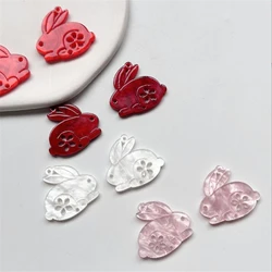 10Pcs/Lot New Creative Acetic Acid 23MM Flower Beads Animal Rabbit Charms Connectors Diy Hairpin Jewelry Making Resin Acessories