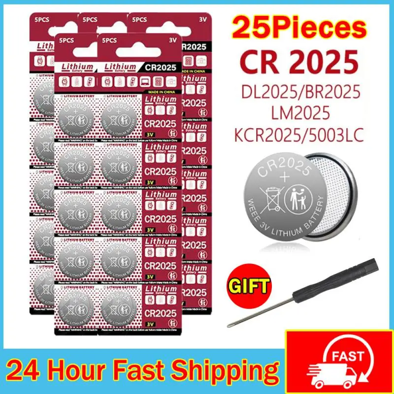 5PCS-25PCS 3V CR2025 Lithium Button Battery DL2025 BR2025 5003LC LM2025 CR 2025 Coin Cell Watch Batteries For Toys Clock Compute