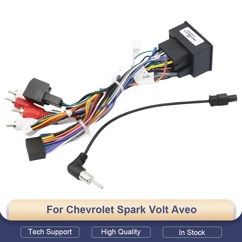 Car Android Cable 16 Pin Plug Auxiliary Audio Connector Radio Wiring Harness Adapter for Chevrolet Spark Volt Aveo 44Pin