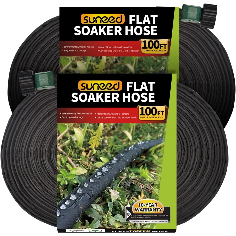 

Flat Soaker Hoses for Garden 100 ft 2Pack, Cloth Soaker Hose 200 ft for Efficient & Effective Watering