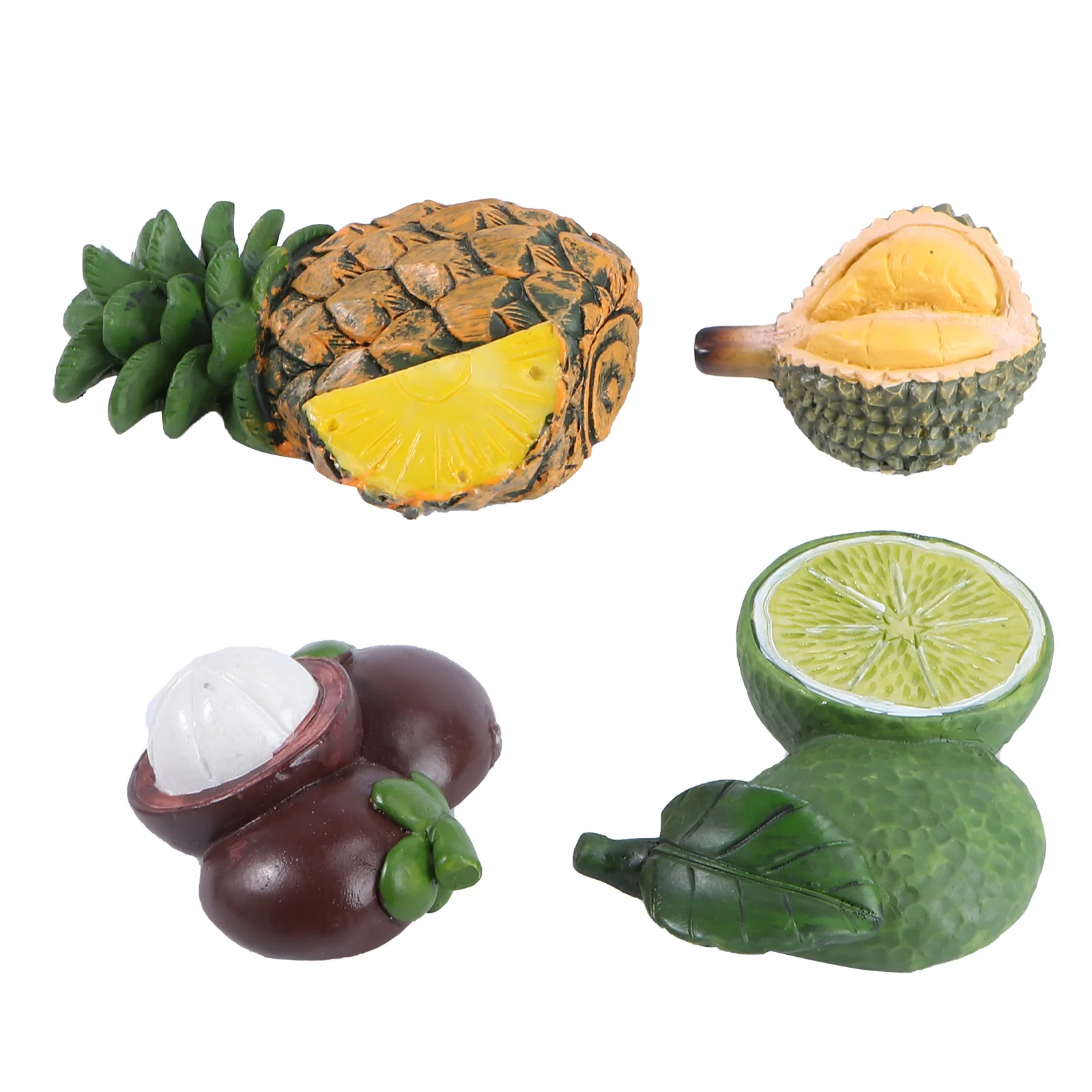 

4Pcs Resin Fruit Refrigerator Stickers 3D Simulation Mangosteen Pineapple Lemon Durian Kitchen Magnets Decorative Fridge