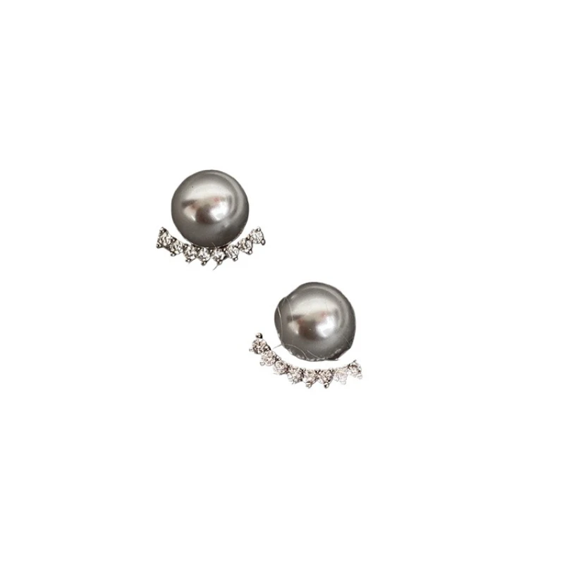 

Simple 925 silver needle cold gray brackets pearl curvature stud earrings women's exquisite small earrings
