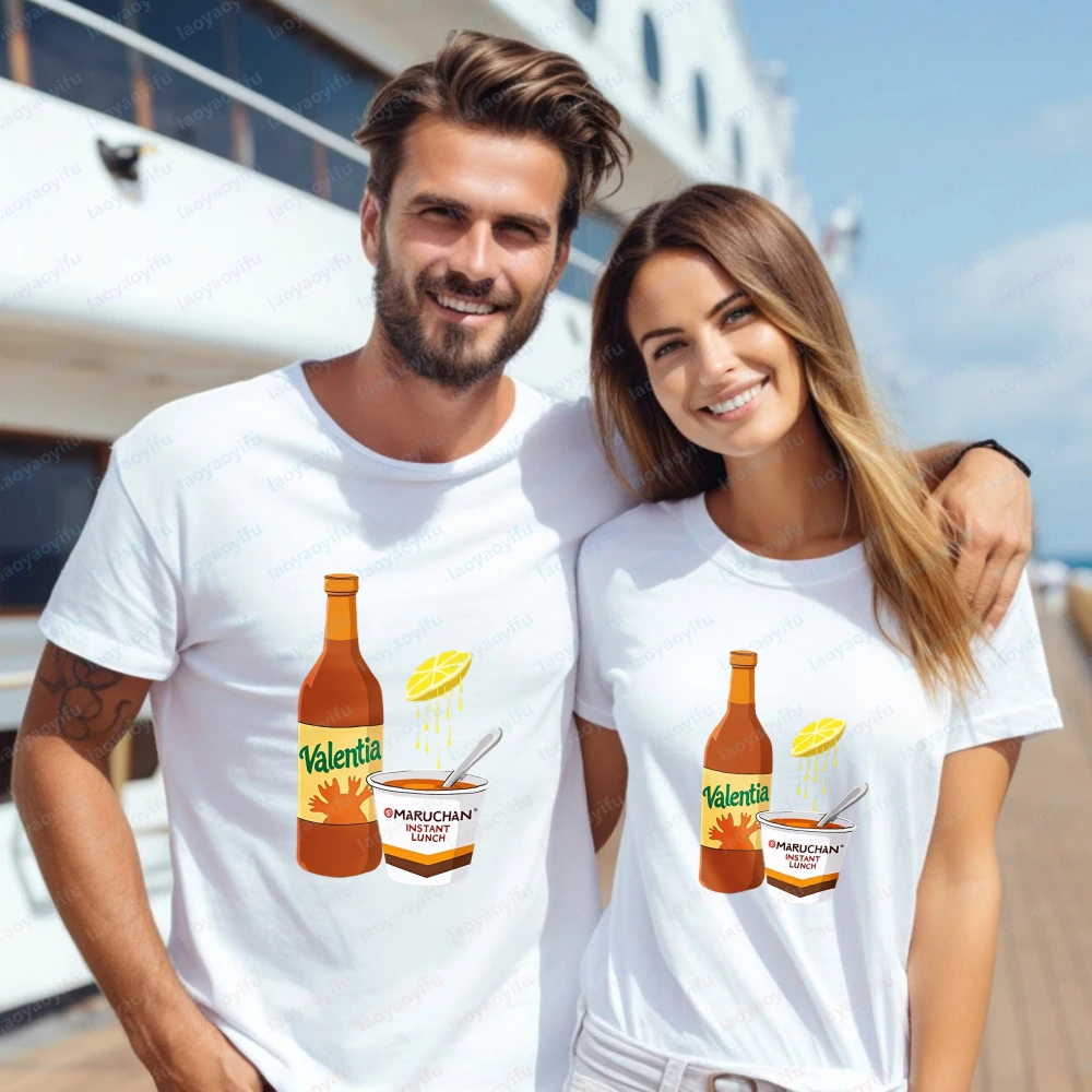 Camiseta Valentia Hot Sauce Maruchan, camiseta divertida con gráfico de comida y Humor, camiseta de algodón, ropa informal de verano de manga corta para mujeres y hombres