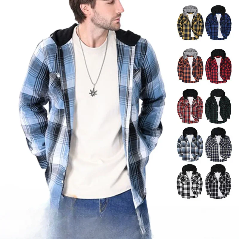 

2024 New Long-Sleeved Plaid Shirt, Versatile Ruan Handsome Hoodie, Men's High Sense Trendy Tops, Thin Coat