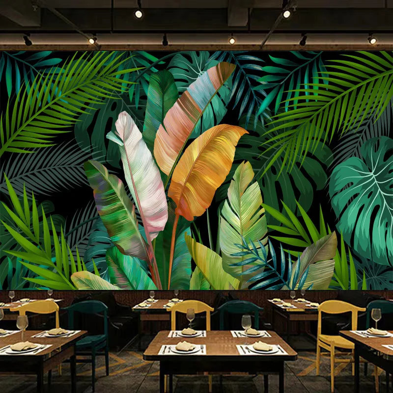 Rainforest Wallpaper Hotel B & B Banana Leaf Wallpaper Living Room Flower Shop Wall Cloth