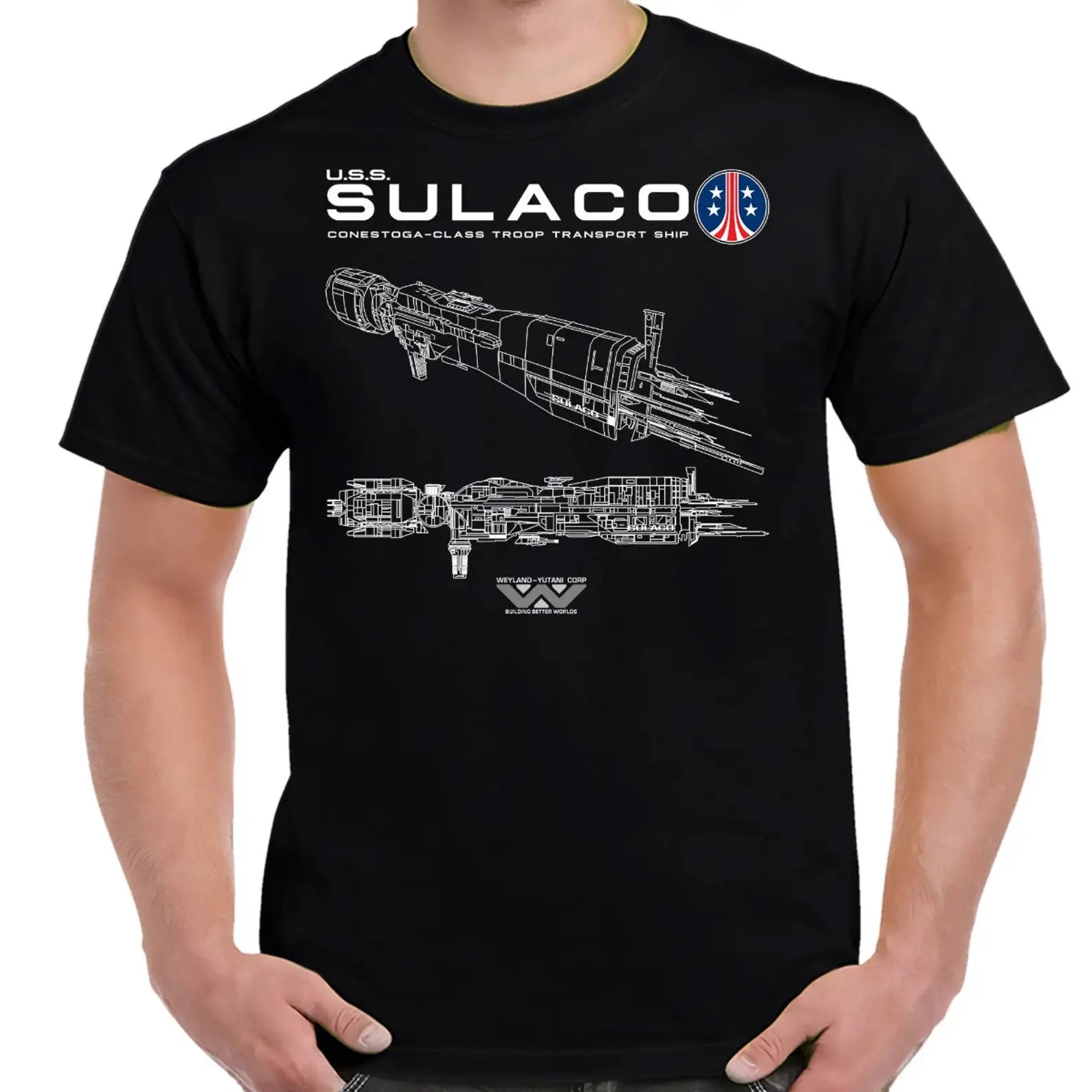 

USS Sulaco Conestoga-класс, доставка войск, корабль, футболка. Новинка, Мужская футболка из 100% хлопка с коротким рукавом и круглым вырезом, повседневный мужской топ