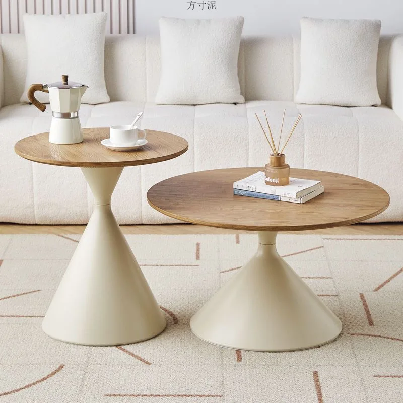Cream wind log coffee table solid wood Nordic home living room small apartment combination modern table can be simple round