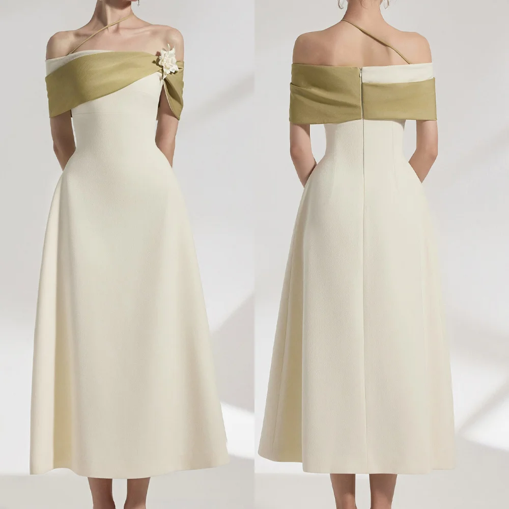 

Customize Off-shoulder Midi Dress A-Line Evening Dresses Formal Modern Exquisite High Quality Prom Party Gowns for Women