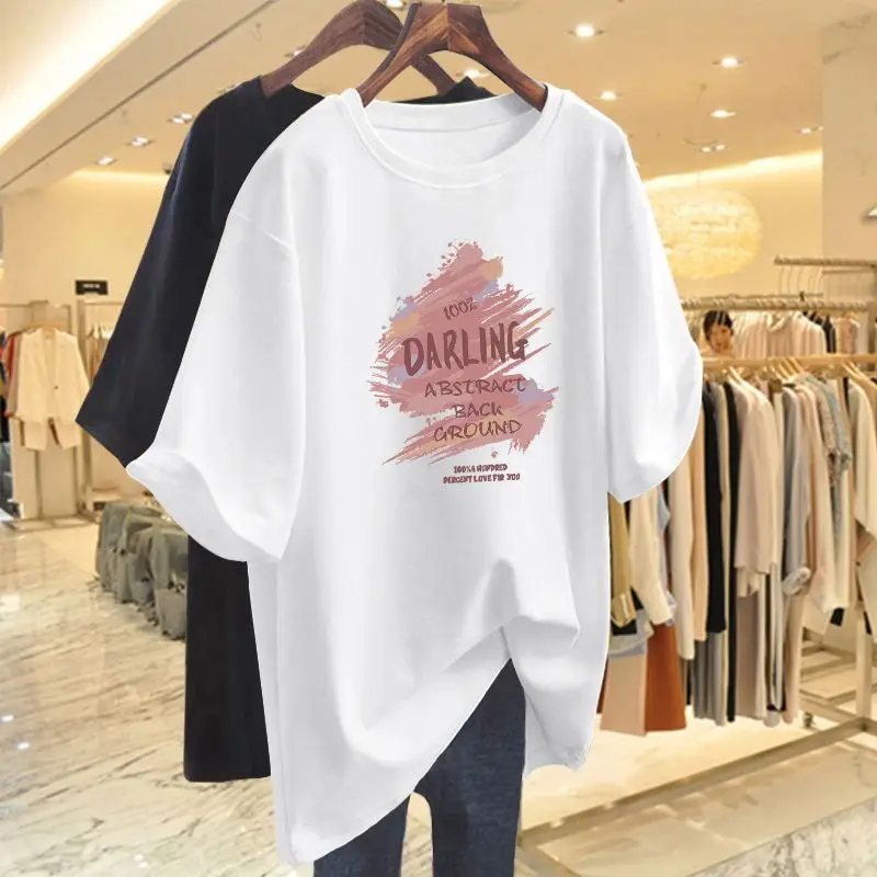 

Summer 100% Cotton Vintage O-neck T-shirt, Loose Casual Basic Short Sleeve Top Tee, Women Clothing Cartoon Printed Pullovers