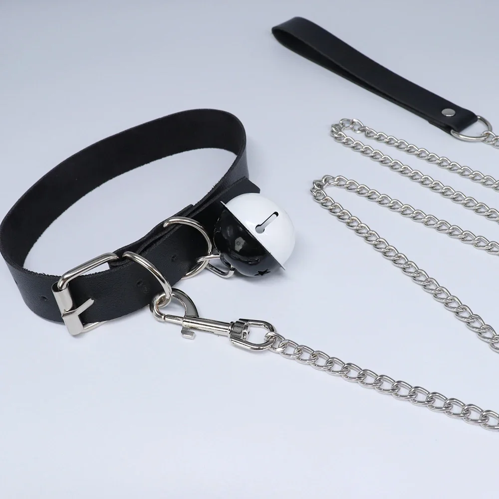 UYEE Punk Rock Choker uprząż kobiety PU skórzany gotycki kołnierz i łańcuszek dla dziewczynki czarna estetyczna moda Anime akcesoria Cosplay