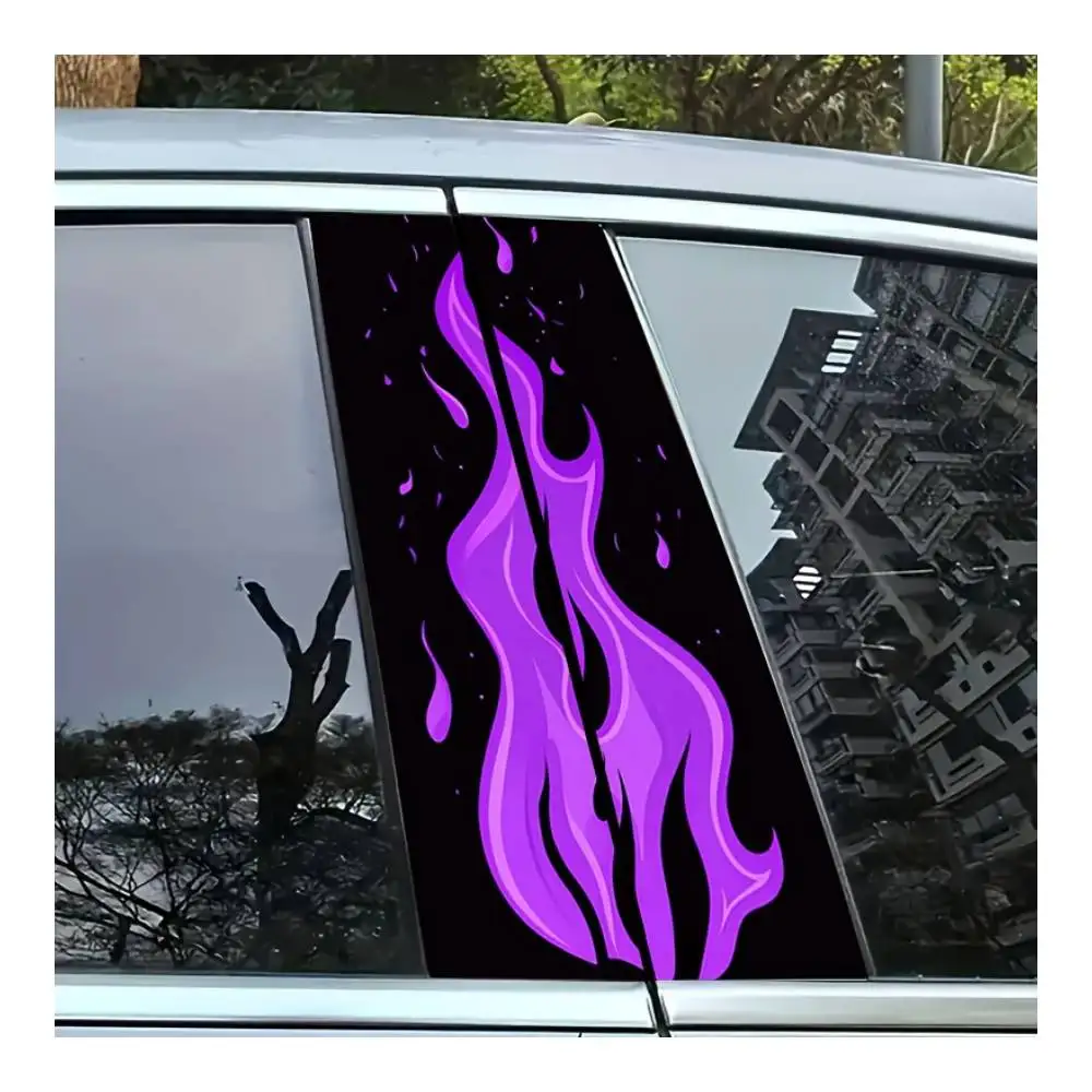 Purple Flame Vinyl Car B Pillar Stickers Decals Anime Fantasy Laptop Helmet S