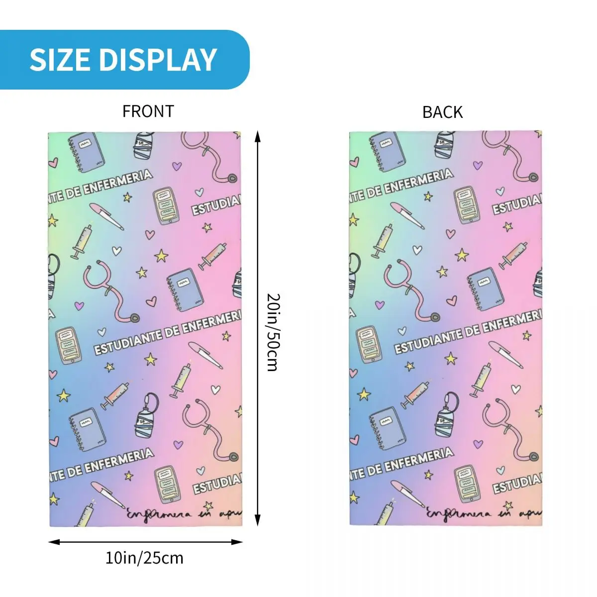 Kolorowa chustka Enfermera En Apuros na szyję z nadrukiem pielęgniarka szalik wielofunkcyjna maska na twarz do biegania unisex wiatroszczelna